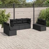 Set Divani da Giardino con Cuscini 7pz Nero Polyrattan 3217405