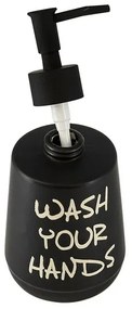 Dispenser sapone liquido linea Wash in ceramica nero opaco con scritte