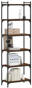 Libreria 6 ripiani rovere marrone 60x30x188cm legno multistrato