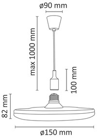 LED Lampada a sospensione KIKI 1xE27/10W/230V nero
