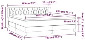 Giroletto a Molle con Materasso Grigio Chiaro 180x200cm Velluto