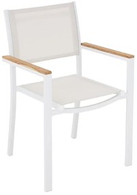 Sedia da giardino in alluminio con braccioli Persea NATERIAL, seduta in textilene bianco