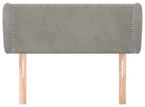 Testiera ad orecchio grigio chiaro 83x23x78/88 cm in velluto