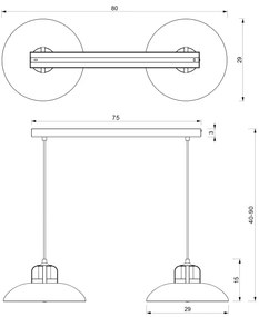 Lampadario su corda FELIX 2xE27/60W/230V blu