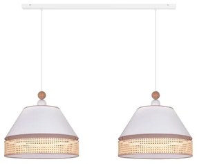 Duolla - Lampadario a sospensione con filo AVIGNON 2xE27/15W/230V bianco/rattan