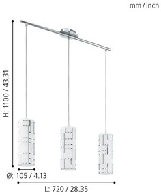 Eglo 92563 - Lampada a sospensione BAYMAN 3xE27/60W/230V