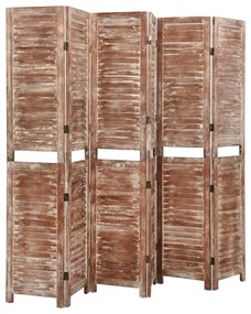 Divisorio 6 pannelli marrone 210x165cm legno massello paulownia
