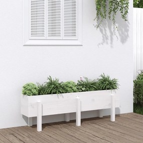 Fioriera Rialzata Da Giardino Bianca 121x30x38 Cm Massello Pino /