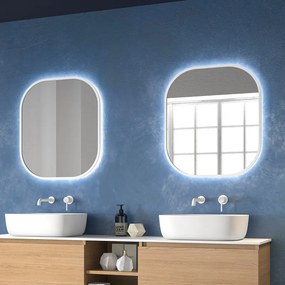 Specchio bagno led retroilluminato 60x70 cm cornice bianca | KAM-S6700B - KAMALU