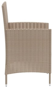 Sedie da giardino con cuscini 4 pz in polyrattan beige