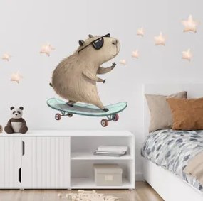 Autoadesivi per pareti - Capibara su un pattino | Inspio