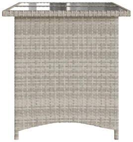 Tavolo giardino piano vetro grigio chiaro 110x68x70 polyrattan