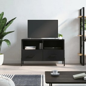 Mobile Porta Tv Nero 80x36x50 Cm İn Legno Multistrato /