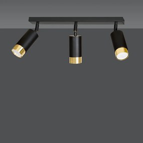 Lampadario da Soffitto in Acciaio HIRO 3 Nero Oro 3xGU10