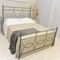 Letto matrimoniale in ferro battuto con pediera Antracite SILENE 170x202x h120 cm