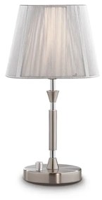 Lampada Da Tavolo H.37 Cm 1 E 27 Nickel Con Cristalli E Paralume Serie Paris