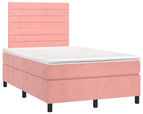 Giroletto a molle con materasso rosa 120x200 cm in velluto