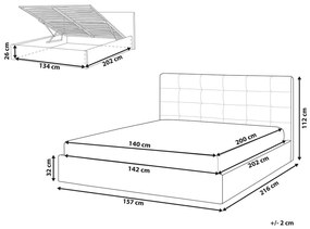 Letto matrimoniale contenitore tessuto beige 140 x 200 cm LORIENT Beliani