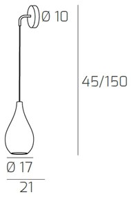 Applique Contemporanea Drop Metallo Cromo Vetro Rame 1 Luce E14