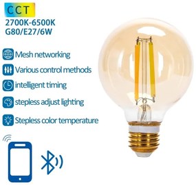 Lampadina LED dimmerabile FILAMENT G80 E27/6W/230V 2700-6500K - Aigostar