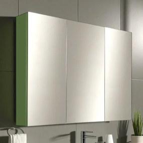 Specchio contenitore bagno a 3 ante 80xh60 cm in legno Verde Opaco
