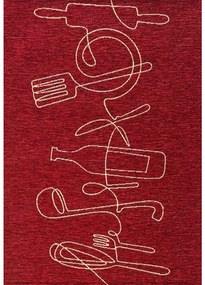 Passatoia Cucina Antiscivolo Monolì Rosso – Tappeto in Ciniglia Lavabile con Decoro Monolinea