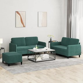 Set Di Divani 3 Pz Verde Scuro İn Velluto /