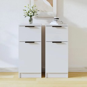 Credenze 2 Pz Bianche 30x30x70 Cm İn Legno Multistrato /