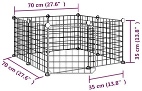 Gabbia per Animali 8 Pannelli con Porta Nero 35x35 cm Acciaio