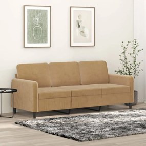 Divano A 3 Posti Marrone 180 Cm İn Velluto /
