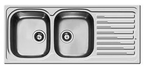 Lavello integrato 2 vasche con gocciolatoio a destra DELINIA Amaltia inox L 50 x L 116 cm argento