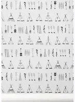 Ferm Living Carta da parati Native - Schwarz/ Weiß