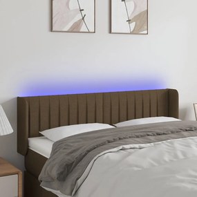 Testiera A Led Marrone Scuro 147x16x78/88 Cm İn Tessuto /