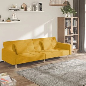 Divano Letto A 2 Posti Con 2 Cuscini Giallo İn Tessuto /