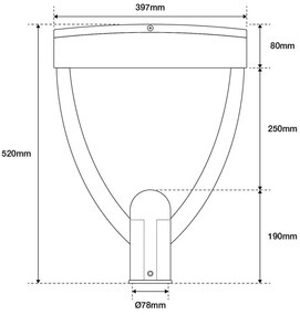 Lampione Stradale 40W 120lm/W Corten - Lumileds Colore Bianco Naturale 4.000K