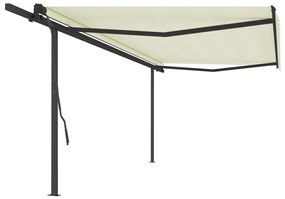 Tenda da Sole Retrattile Manuale con Pali 5x3,5 m Crema