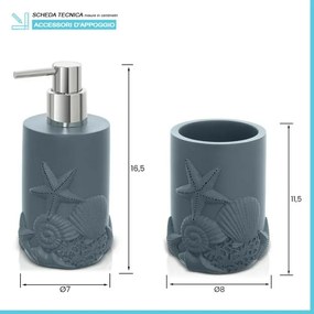 Set accessori bagno 4 pezzi da appoggio in resina turchese cobalto  Coral