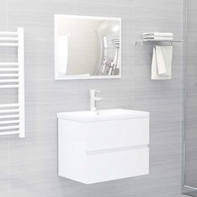 Set Mobili Da Bagno Bianco Lucido İn Legno Multistrato /