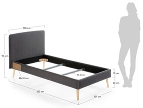 Kave Home - Fodera per letto Dyla nera per materasso da 90 x 190 cm