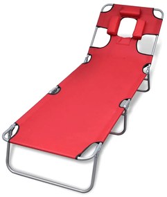 Lettino Da Sole Pieghevole Poggiatesta Acciaio Verniciato Rosso /
