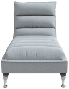 Chaise longue con cuscini grigio chiaro in tessuto