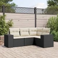 Set Divani da Giardino 4 pz con Cuscini Nero in Polyrattan 3254843