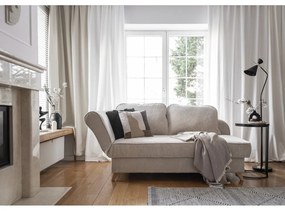 Chaise longue beige (con penisola a sinistra) con rivestimento in velluto a coste Chic Charlotte – Miuform