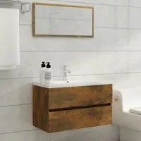 Set Mobili da Bagno 2 pz Rovere Fumo in Legno Multistrato 815738