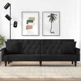Divano Letto Con Braccioli Nero İn Velluto /