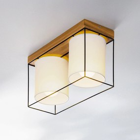 BRITOP Plafoniere Trapper, nero/bianco/rovere, a 2 luci