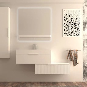 Mobile da bagno sotto lavabo BADEN HAUS Modula bianco laccato opaco L 90 x H 25 x P 44 cm 1 cassetto, lavabo non incluso
