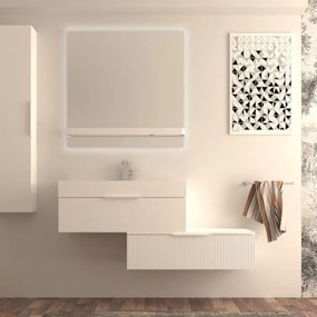 Mobile da bagno sotto lavabo Modula bianco liscio laccato opaco L 90 x H 25 x P 44 cm 1 cassetto, lavabo non incluso