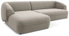 Divano angolare beige (con penisola a sinistra) con rivestimento in velluto Moana – Makamii