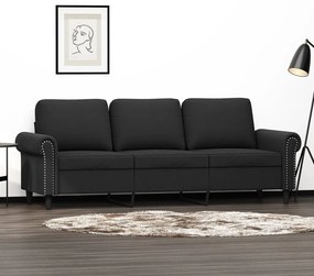 Divano A 3 Posti Nero 180 Cm İn Velluto /
